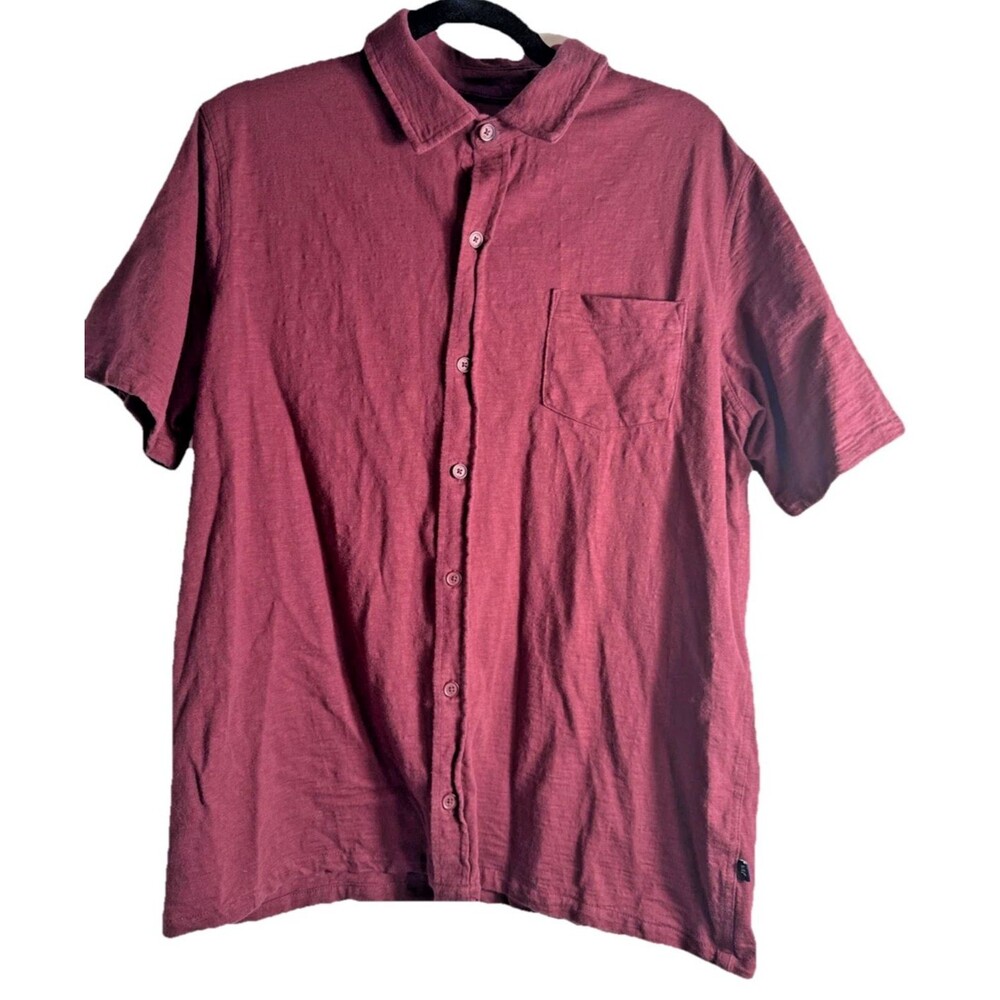 Gap Button Down Men's Shirt Size XL Maroon Linen Style Design Cotton Top